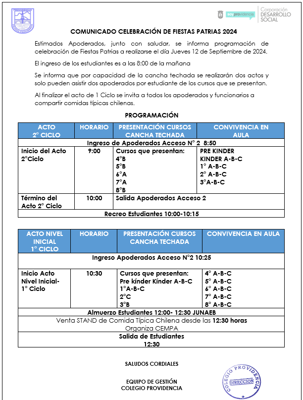 COMUNICADO FIESTAS PATRIAS 2024 ok