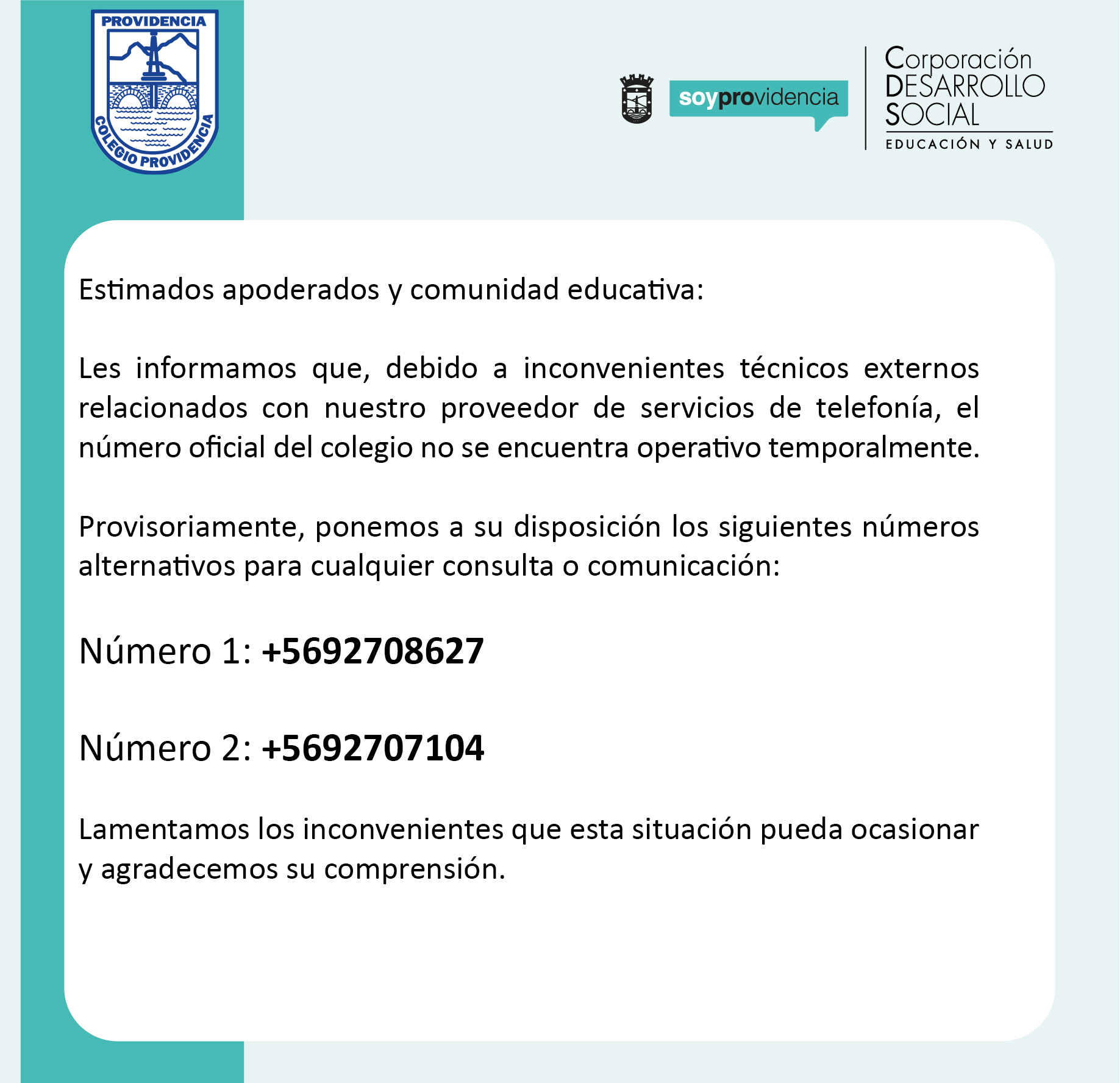 Numeros contacto colegio3x