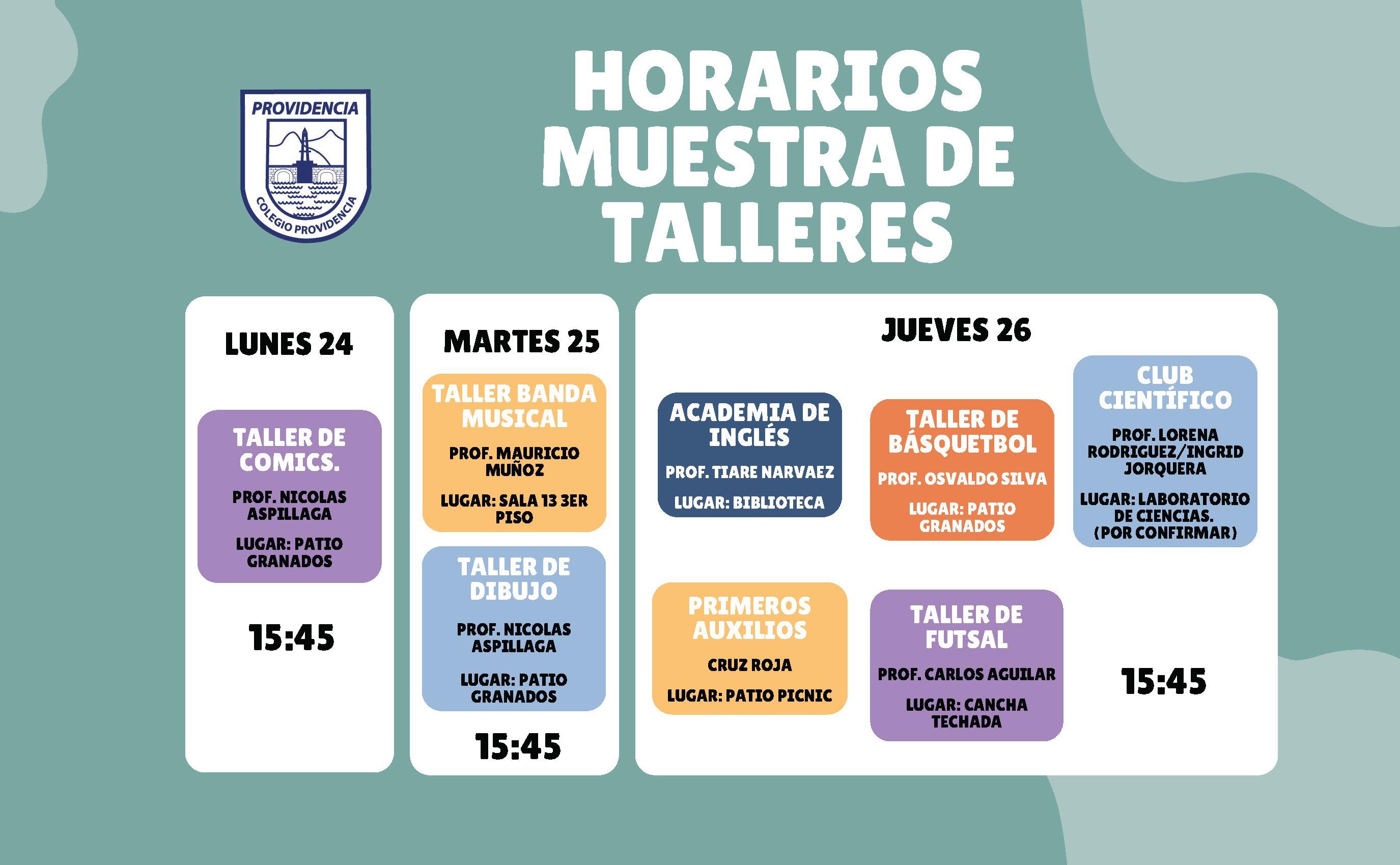 Horarios Presentaciones Talleres 2 Semestre